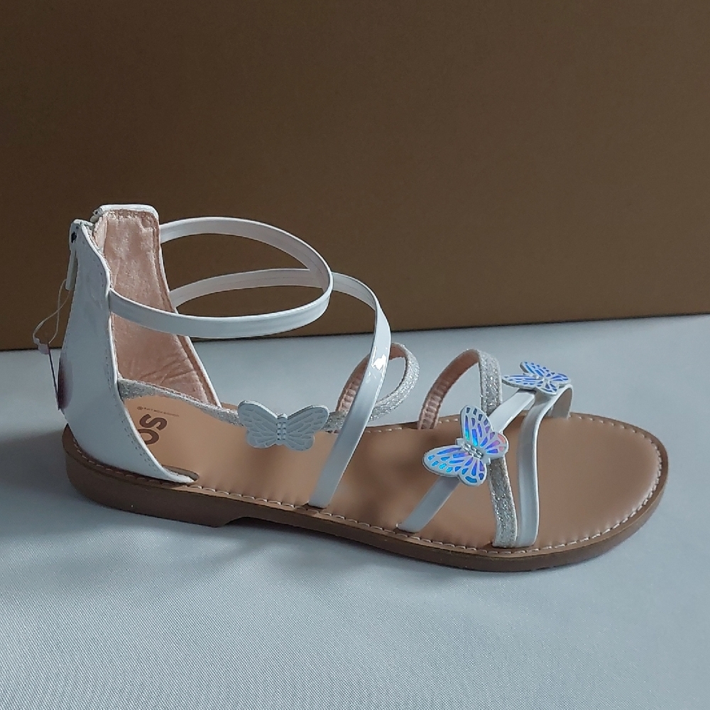 SO White and Blue Butterfly‎ Sandals Size 6